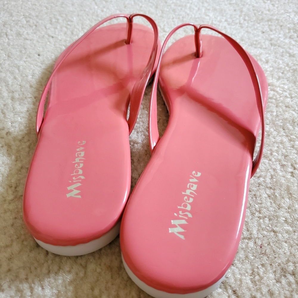 🔥Hot and sexy coral flip flops thongs sz 10M